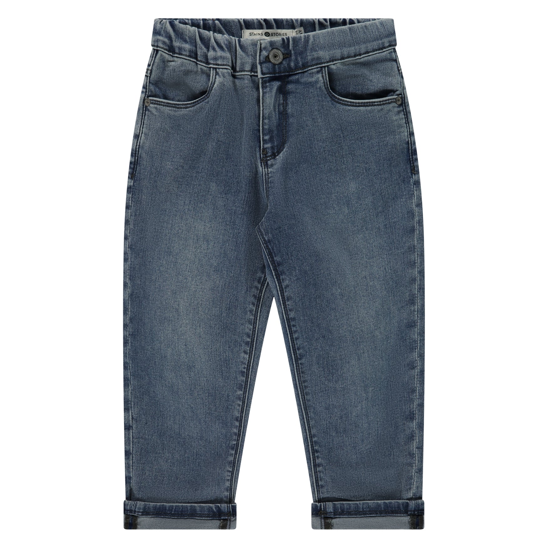 Denim-Hose von Stains and Stories mit weiterem Schnitt in Mid Grey Blue. Tolle  Kinderhose in Winterthur