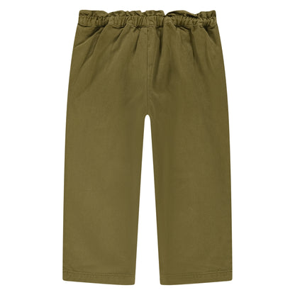 Rückansicht der bestickten Hose von Stains & Stories in Army mit bequemem Schnitt im Bärechind