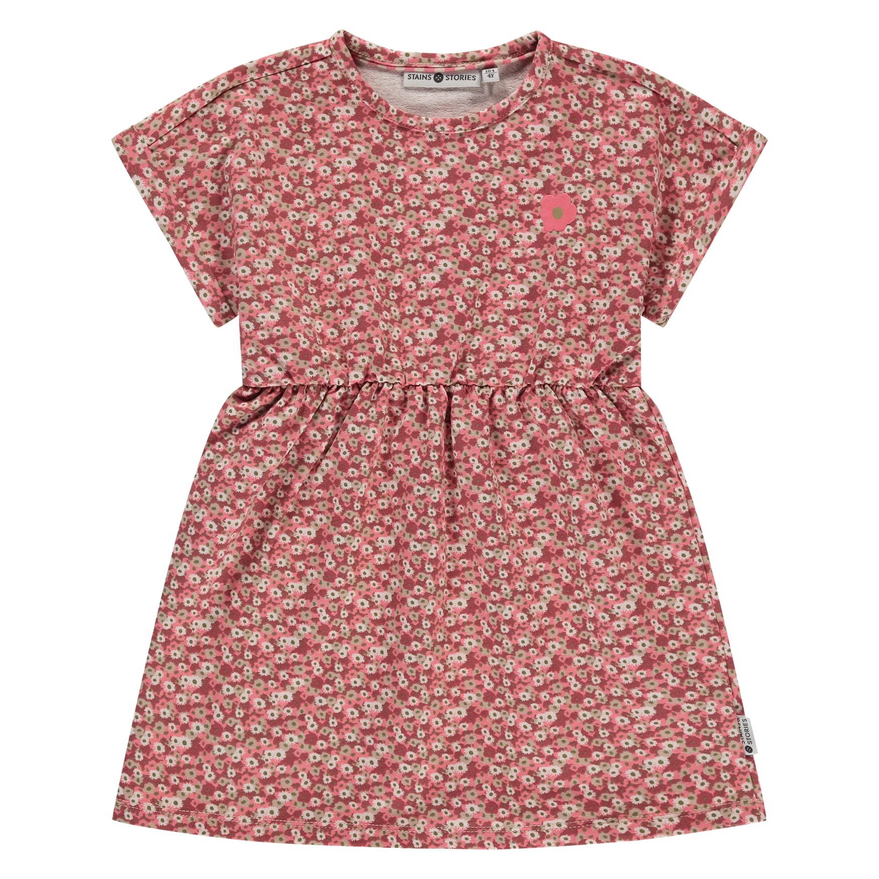 Kurzarm Kleid von Stains & Stories in Beige mit Blumenprint für Kinder im Bärechind
