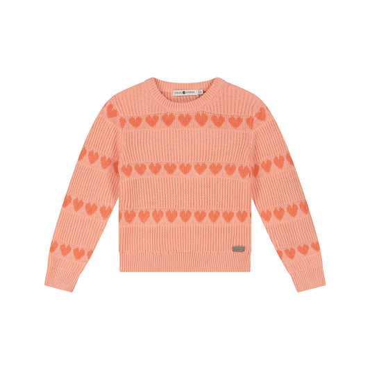 Strickpullover mit Herzmuster in Salmon, Vorderansicht