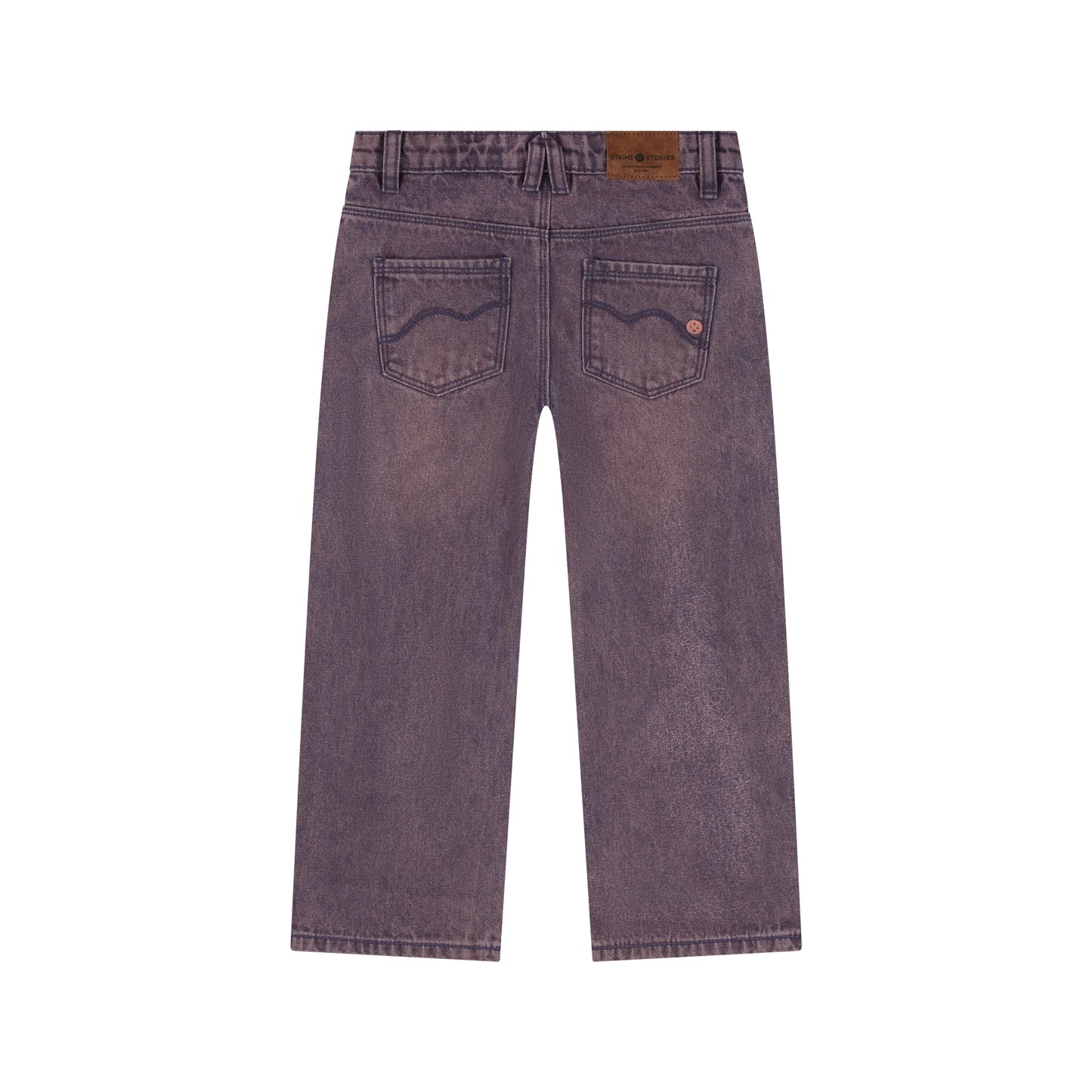 Weite Jeans in grape aus robustem Denim, Rückansicht