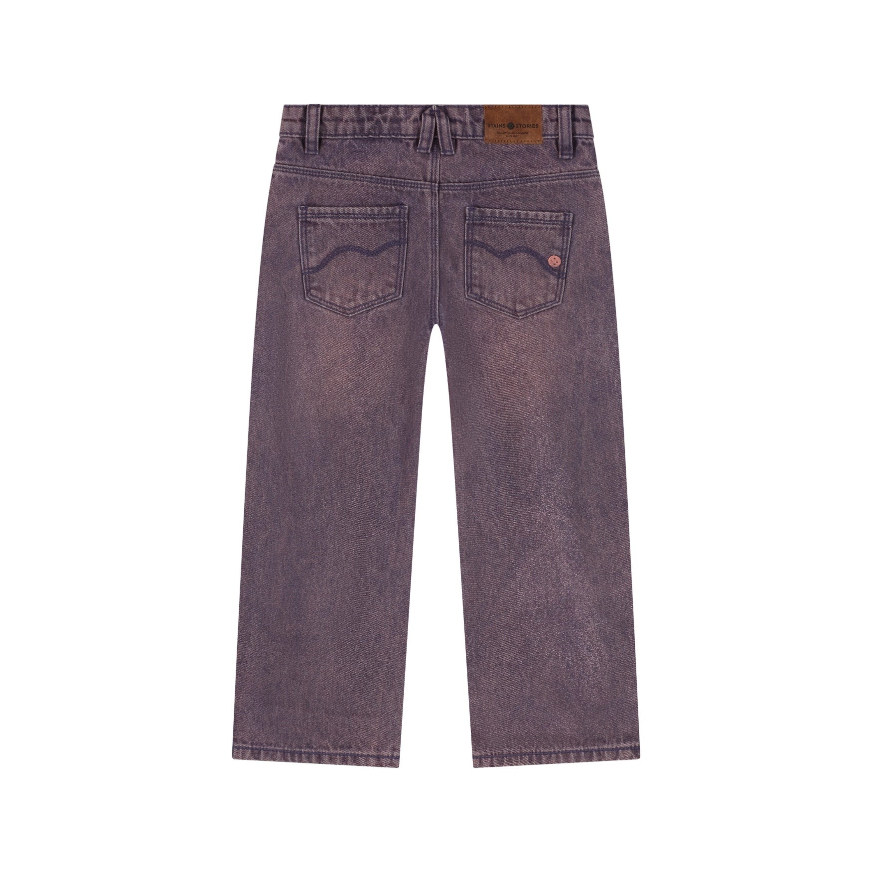 Weite Jeans in grape aus robustem Denim, Rückansicht