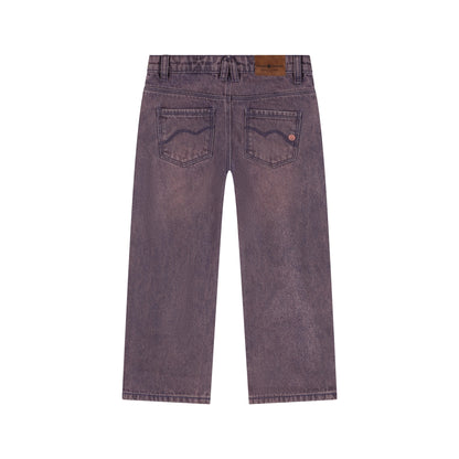 Weite Jeans in grape aus robustem Denim, Rückansicht