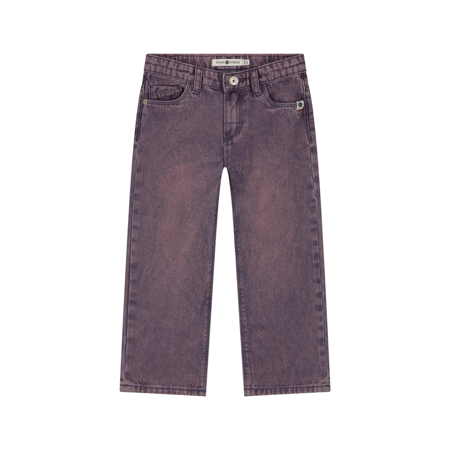 Weite Jeans in grape mit verstellbarem Bund, Vorderansicht