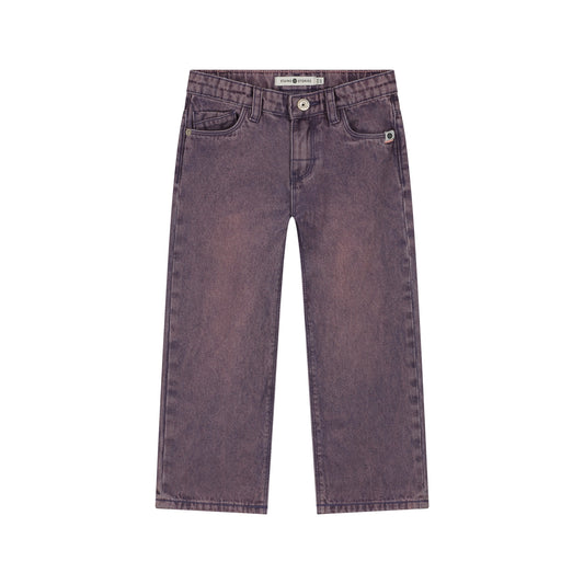 Weite Jeans in grape mit verstellbarem Bund, Vorderansicht