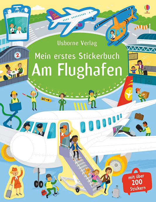 Stickerbuch „Am Flughafen“ mit über 200 Stickern für Kinder, erhältlich i, Bärechind  in Winterthur, Zürich Schweiz.