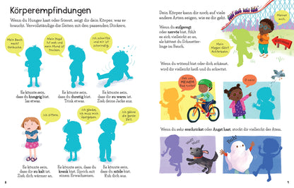 Bärechind Stickerbuch „Gefühle“ Innenseite über Körperempfindungen mit Platz für Sticker, erhältlich in Winterthur, Zürich Schweiz.