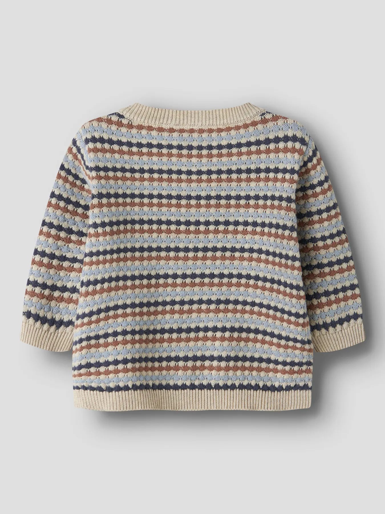 Baby Strickcardigan aus Baumwolle mit buntem Streifenmuster, erhältlich bei Bärechind Winterthur Zürich Schweiz.