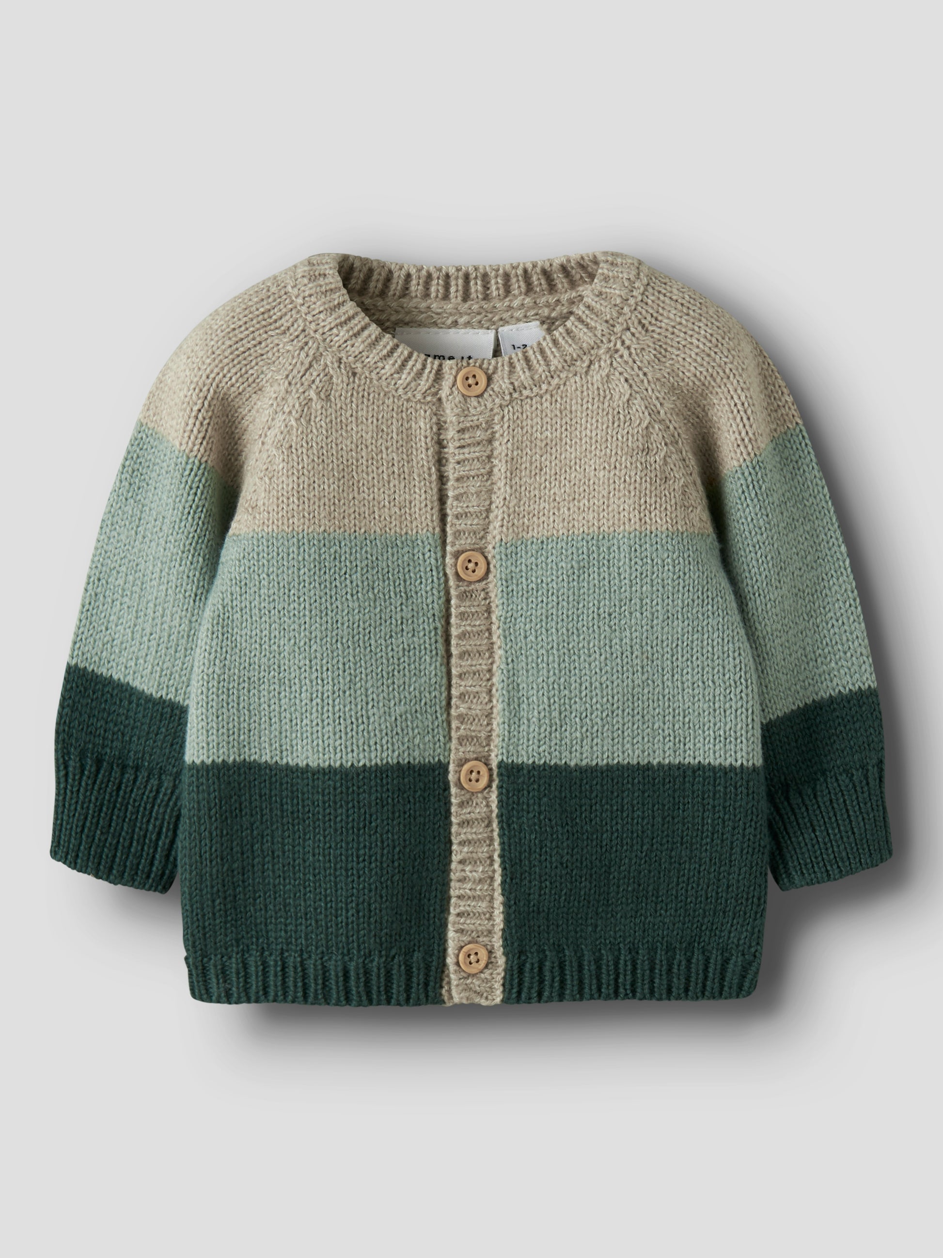Kinder-Strickcardigan in Grüntönen mit Knöpfen, Bärechind, Winterthur, Zürich Schweiz