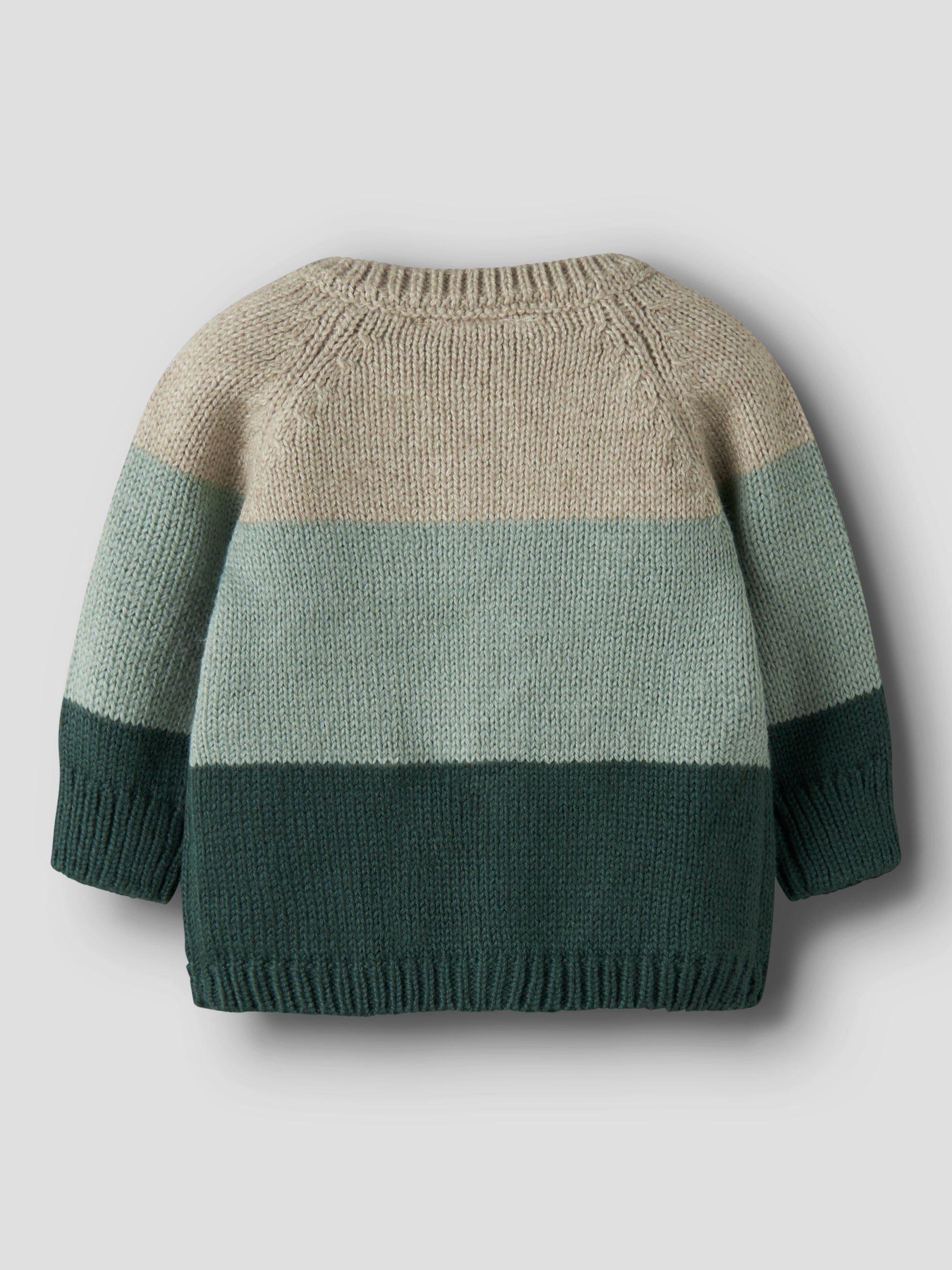 Strickjacke für Kinder in Grüntönen, flachliegend, Bärechind, Winterthur, Zürich Schweiz