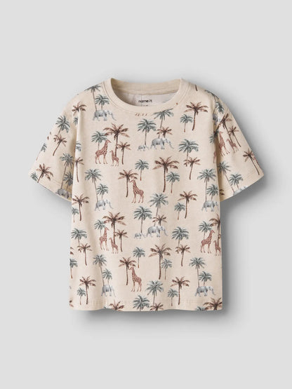NAME IT Kinder T-Shirt aus Baumwolle mit Safari Muster in Beige, im Bärechind Winterthur Zürich Schweiz kaufen