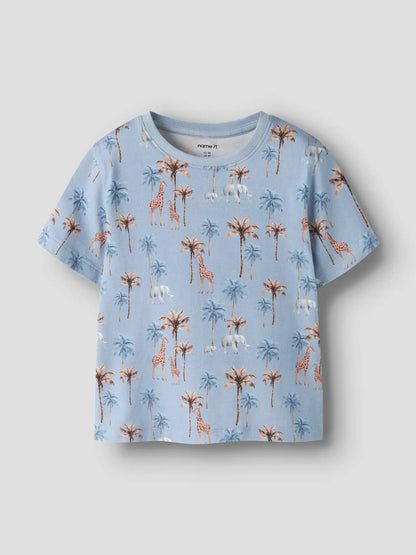 NAME IT Kinder T-Shirt aus Baumwolle mit Safari Muster in Blau, im Bärechind Winterthur Zürich Schweiz kaufen