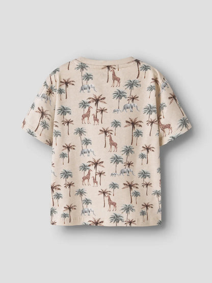 NAME IT beiges Kinder T-Shirt mit Safari Print Rückansicht, im Bärechind Winterthur Zürich Schweiz kaufen