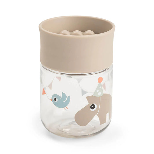 Done by Deer Trinklernbecher 360° in Celebration Sand mit Tier und Konfetti Print, auslaufsicherer Trinklernbecher für Kinder