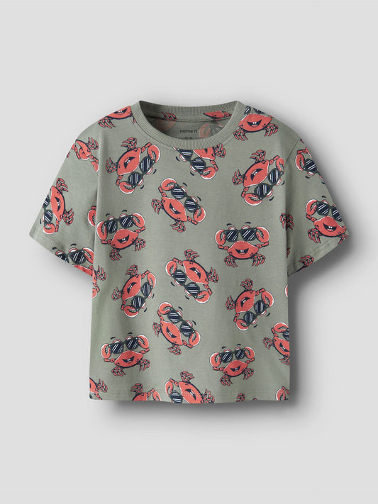 Kinder T-Shirt mit Krabbenmuster aus Bio Baumwolle von NAME IT erhältlich bei Bärechind Kinderladen Winterthur Zürich Schweiz
