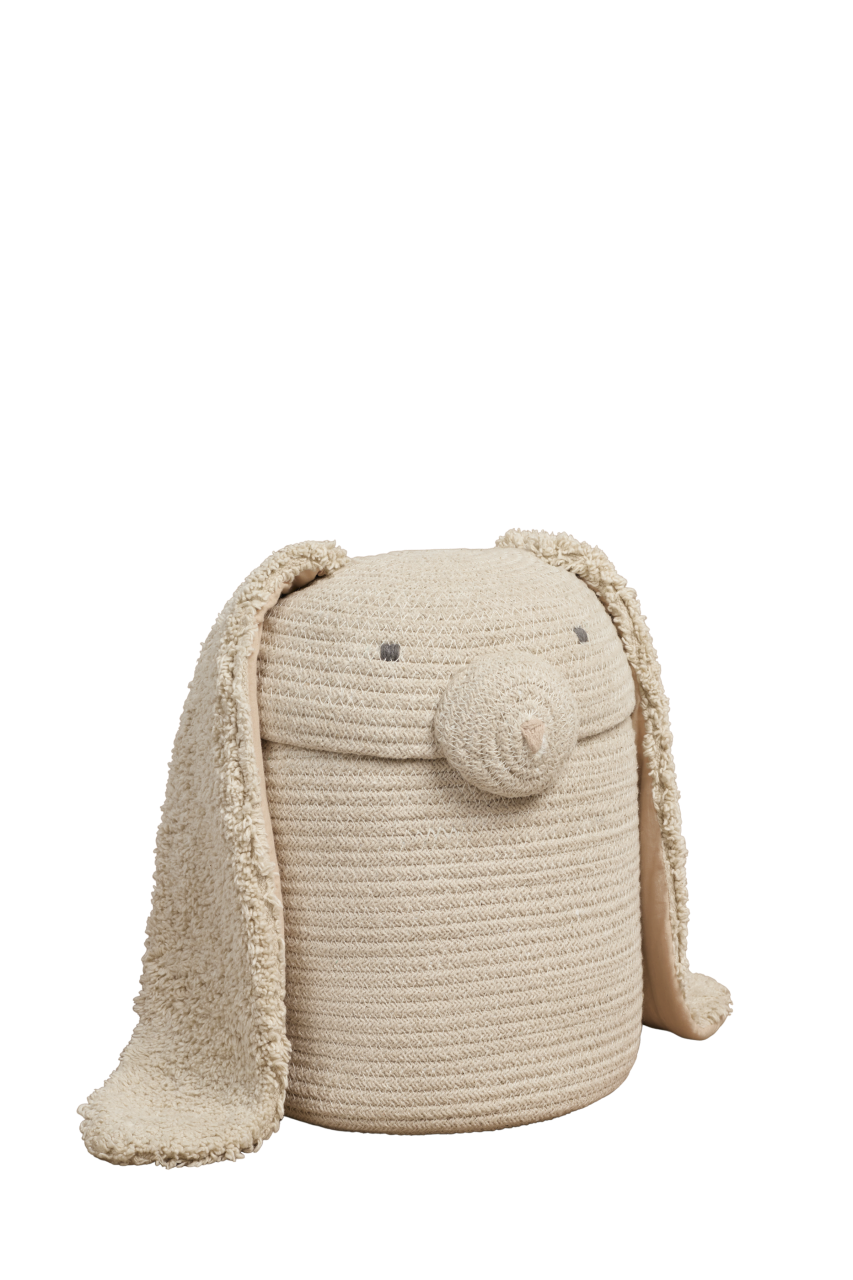 Aufbewahrungskorb Rita der Hase mit langen Schlappohren, Lorena Canals, erhältlich im Bärechind Winterthur, Zürich Schweiz.