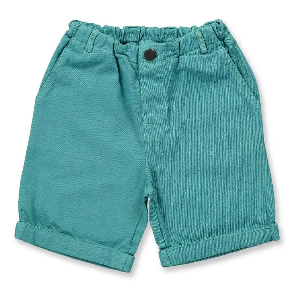 ULLI Shorts, sea green von Sense Organics aus GOTS-zertifizierter Bio-Baumwolle, elastischer Bund & umgeschlagene Säume, erhältlich in Winterthur, Zürich, Schweiz