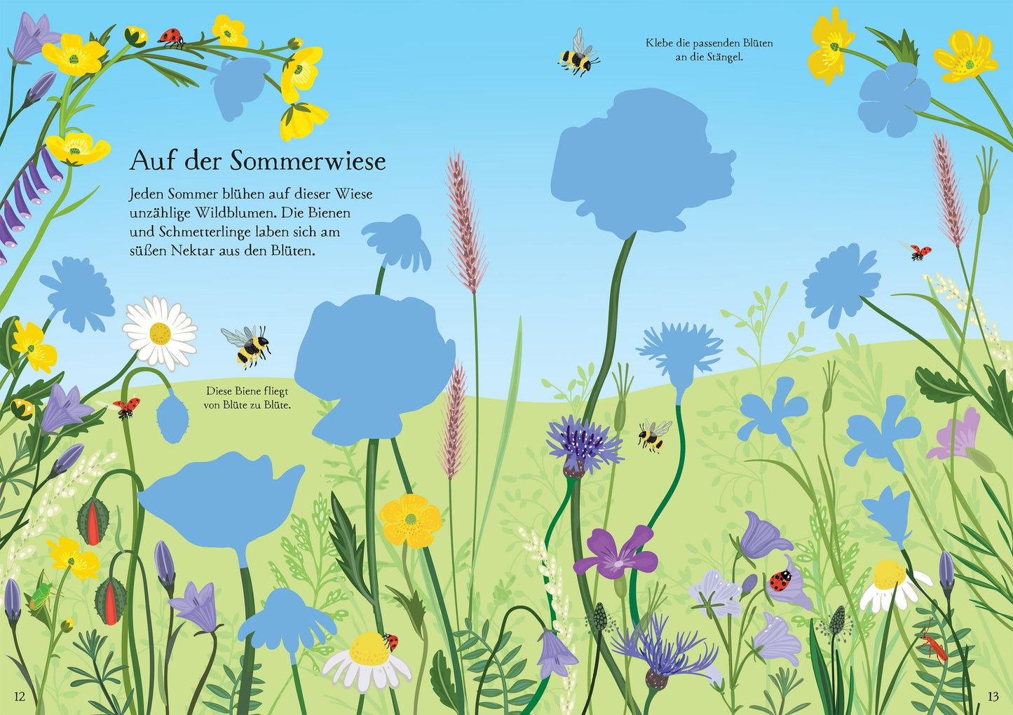 Wiederverwendbare Sticker mit Wildblumenmotiven zum immer wieder Ablösen und Aufkleben