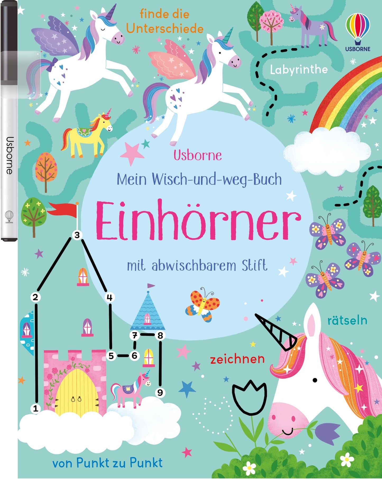 Cover von Mein Wisch-und-weg-Buch, Einhörner mit abwischbarem Stift