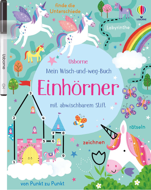 Cover von Mein Wisch-und-weg-Buch, Einhörner mit abwischbarem Stift