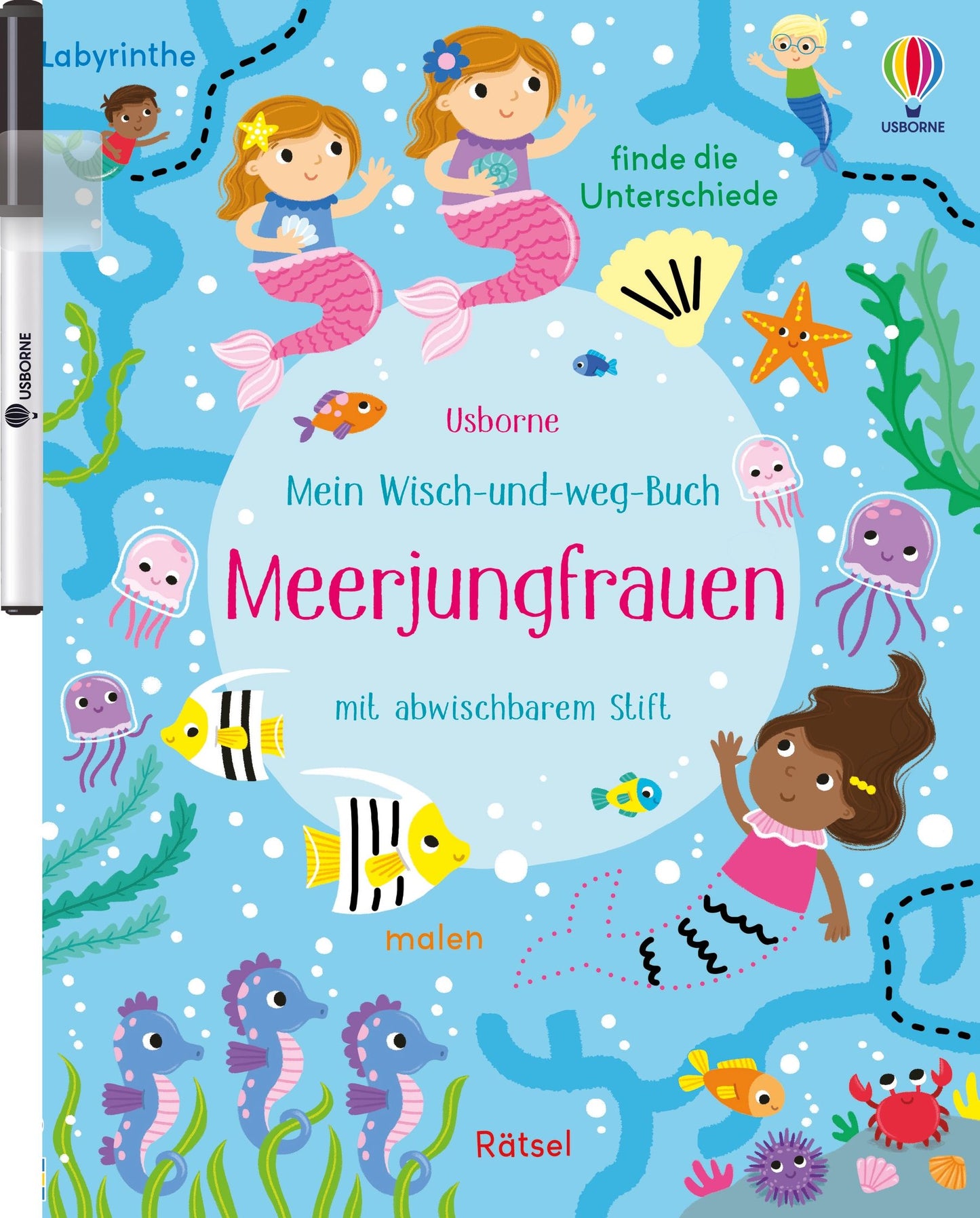 Usborne Mein Wisch-und-weg-Buch, Meerjungfrauen mit abwischbarem Stift bei Bärechind