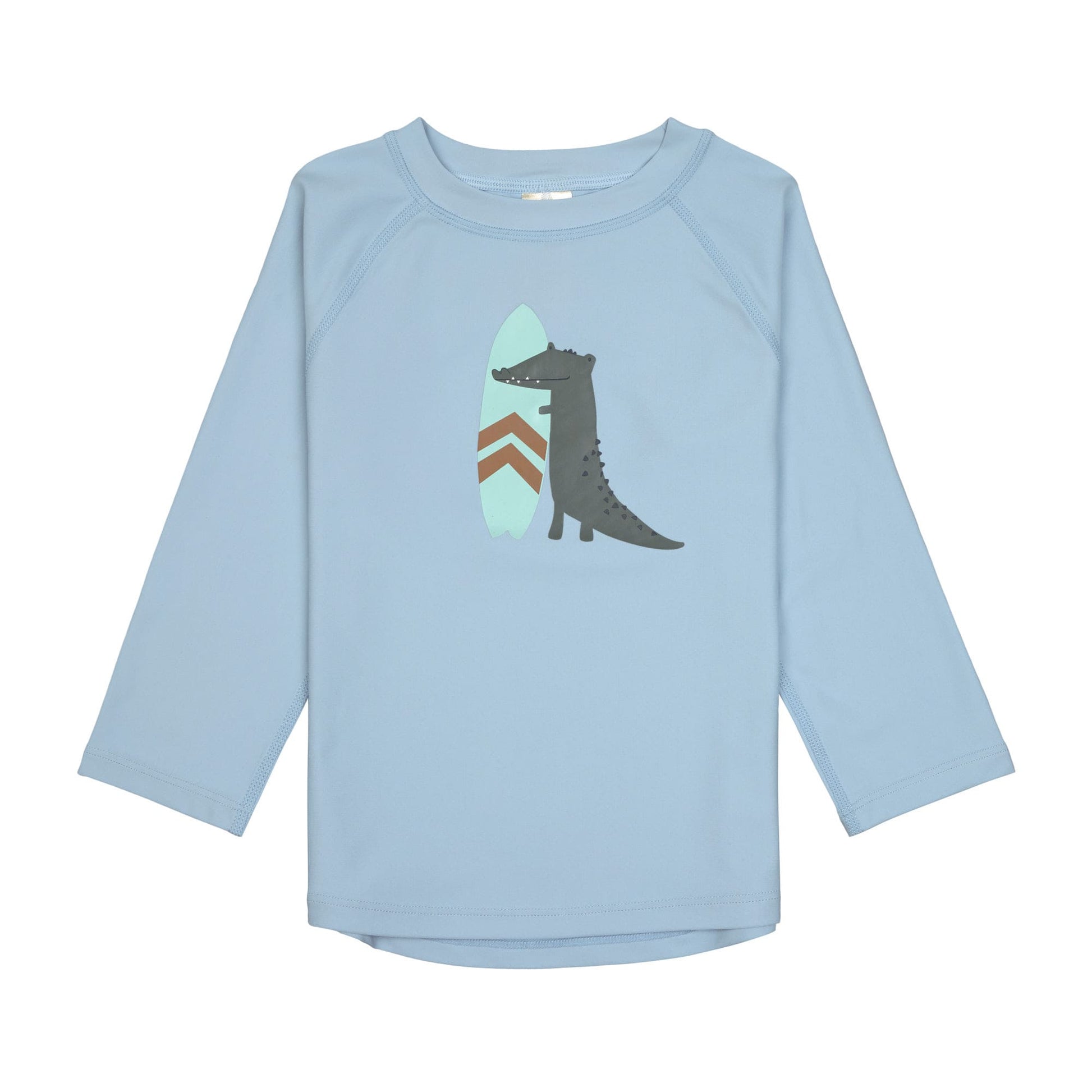 LÄSSIG UV-Shirt für Kinder in Hellblau mit Krokodil-Motiv – erhältlich bei Bärechind in Winterthur, Zürich, Schweiz.