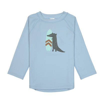 LÄSSIG UV-Shirt für Kinder in Hellblau mit Krokodil-Motiv – erhältlich bei Bärechind in Winterthur, Zürich, Schweiz.