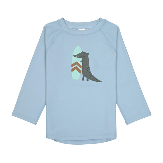 LÄSSIG UV-Shirt für Kinder in Hellblau mit Krokodil-Motiv – erhältlich bei Bärechind in Winterthur, Zürich, Schweiz.