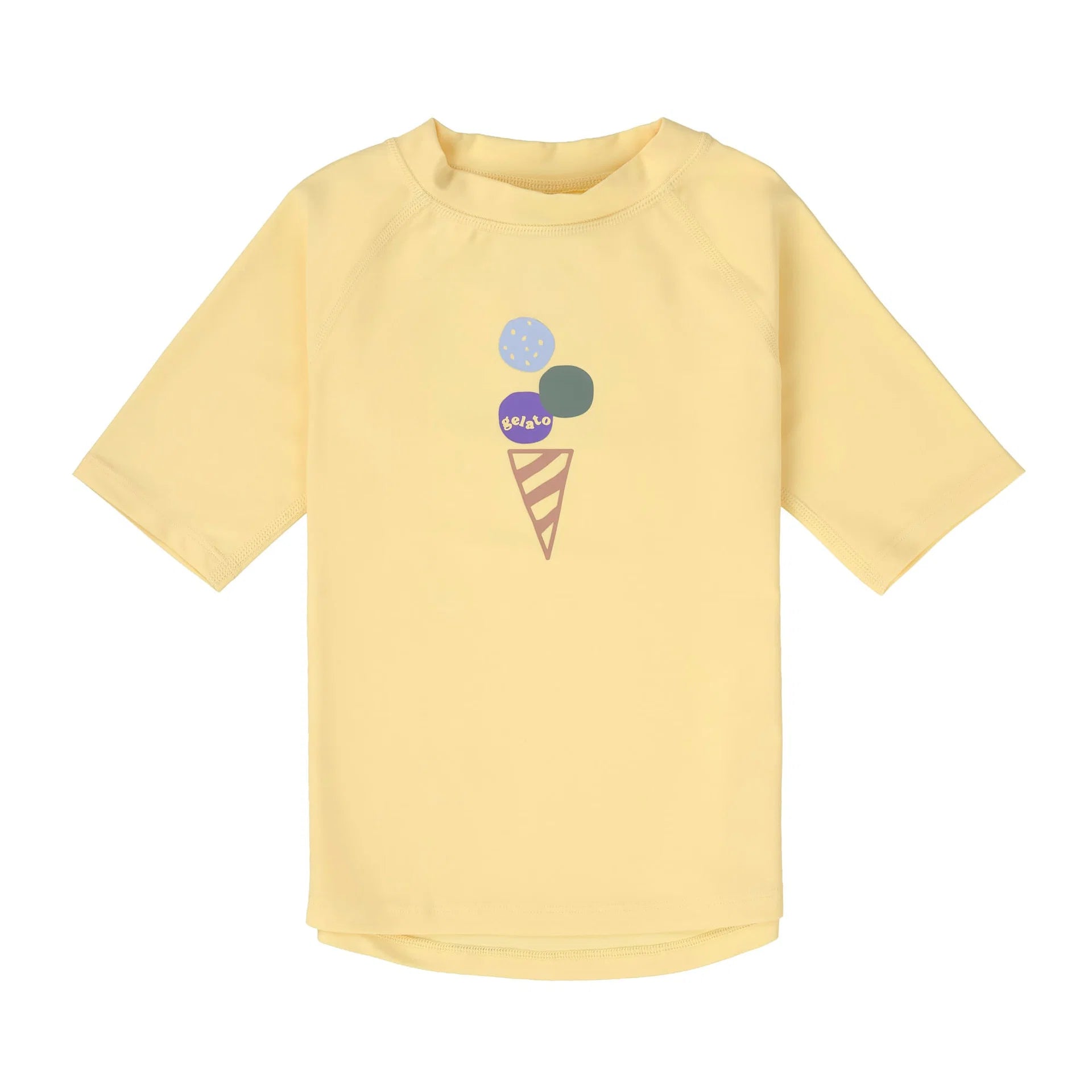 Gelbes Kinder UV Shirt kurzarm mit Ice Cream Motiv von Lässig bei Bärechind Winterthur Zürich Schweiz