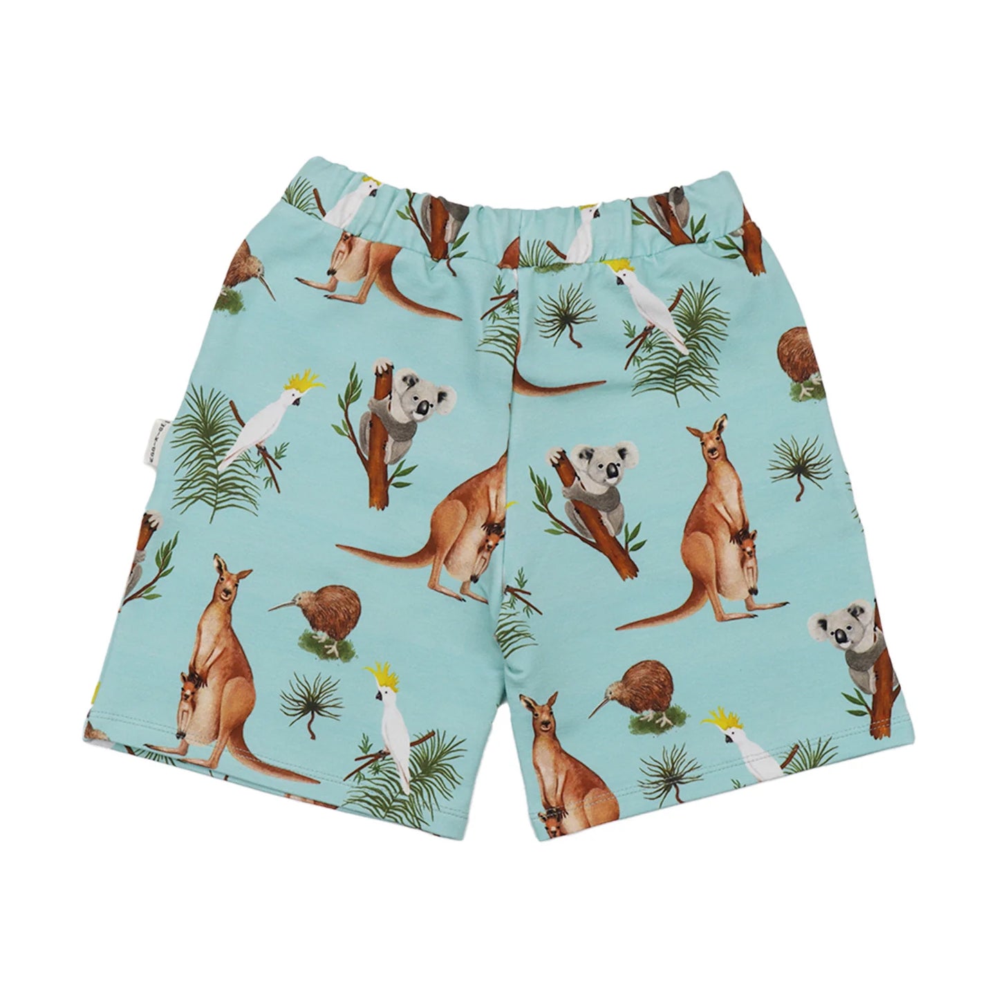 Walkiddy Australian Animals Kinder Shorts Rückseite mit Tierprint aus GOTS zertifizierter Bio-Baumwolle – Bärechind Kinderladen Winterthur Zürich Schweiz