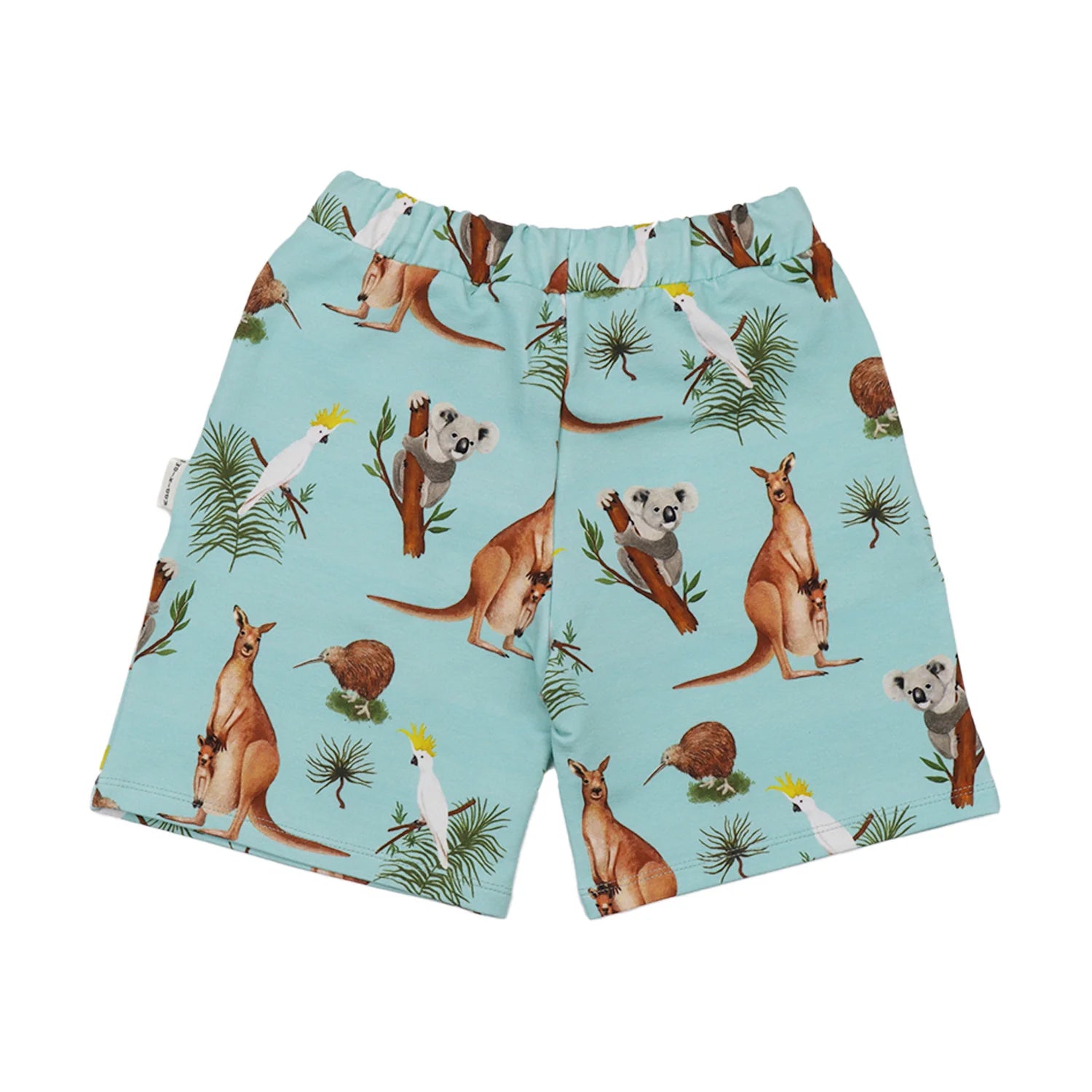Walkiddy Australian Animals Kinder Shorts Rückseite mit Tierprint aus GOTS zertifizierter Bio-Baumwolle – Bärechind Kinderladen Winterthur Zürich Schweiz