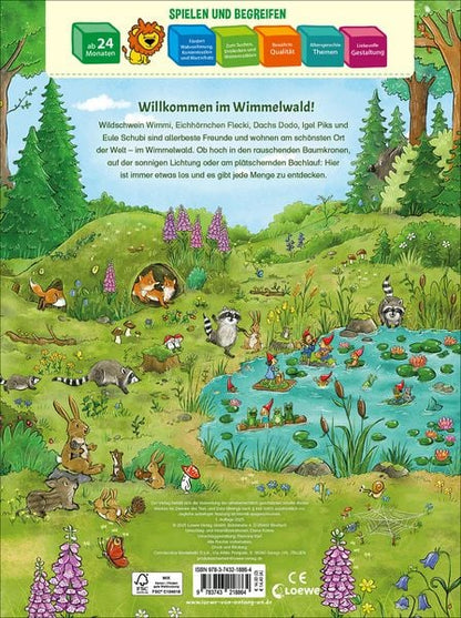 Wimmelbuch Wald Tiere Pappbilderbuch für Kinder ab 2 Jahren im Kinderladen Bärechind Winterthur Zürich Schweiz.