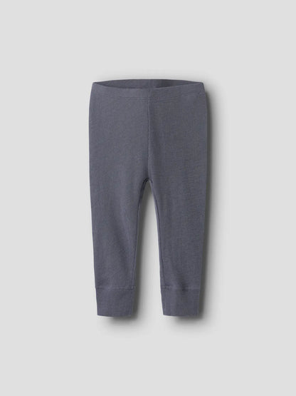 Dunkelblaue Wolle-Seide Leggings für Babys, Vorderansicht – Bärechind, Winterthur, Zürich Schweiz.