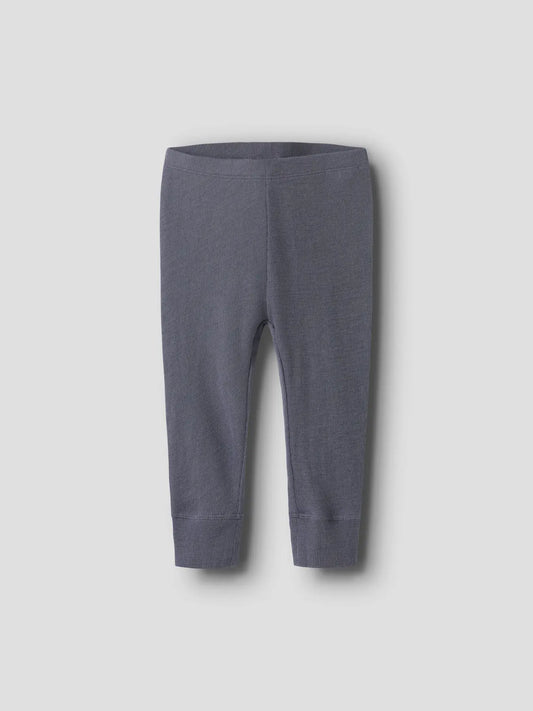 Dunkelblaue Wolle-Seide Leggings für Babys, Vorderansicht – Bärechind, Winterthur, Zürich Schweiz.