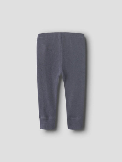 Dunkelblaue Wolle-Seide Leggings für Babys, Rückansicht – Bärechind, Winterthur, Zürich Schweiz.