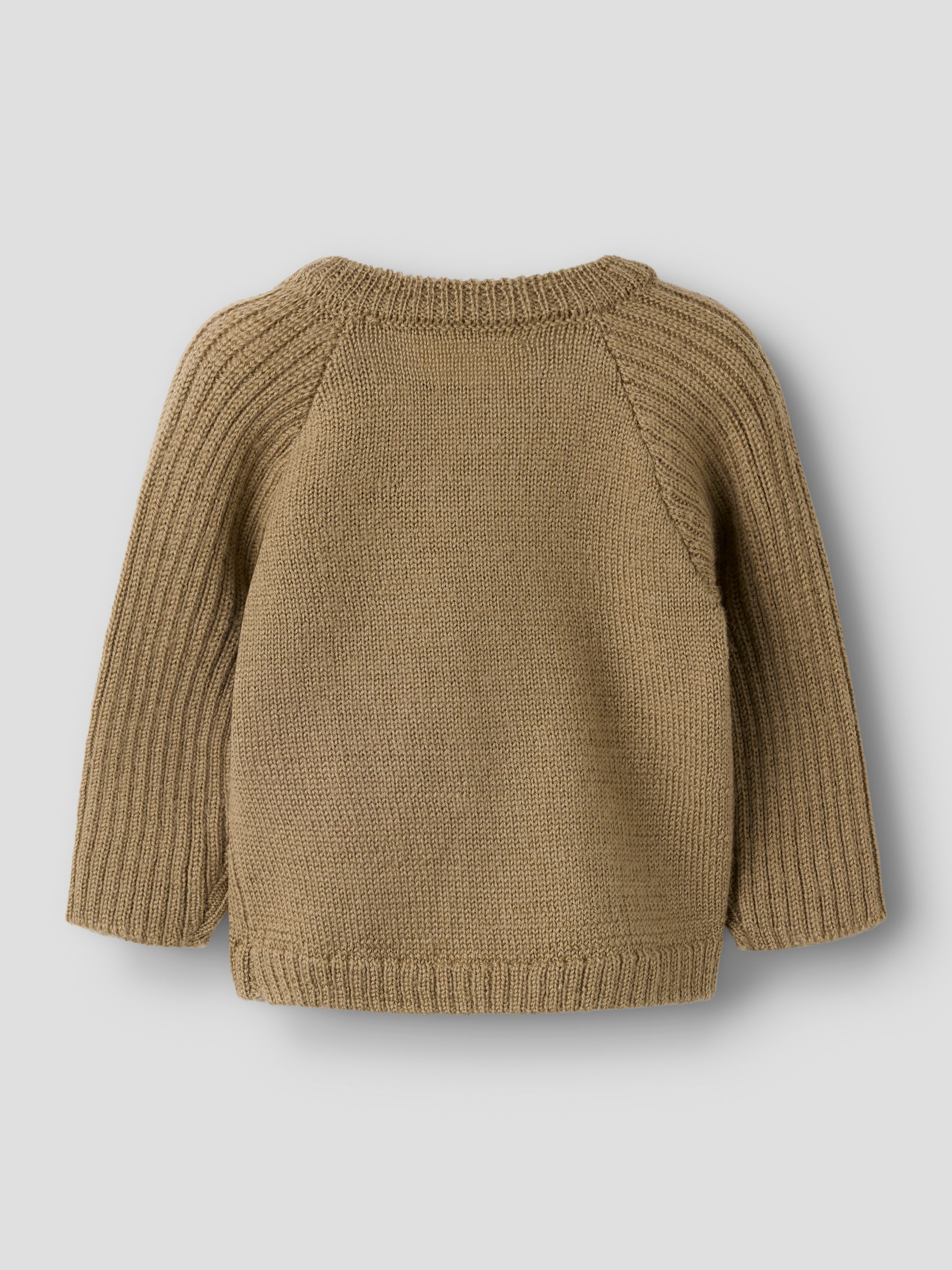 Strickjacke mit Grandad-Kragen und Knopfleiste, Rückansicht