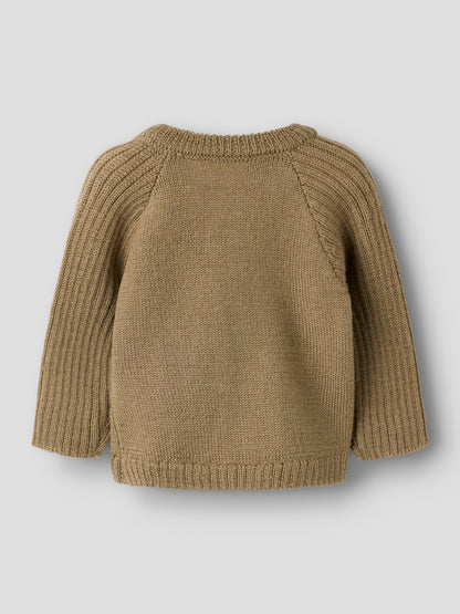 Strickjacke mit Grandad-Kragen und Knopfleiste, Rückansicht