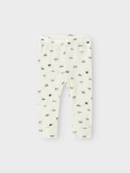 Baby Wollleggings mit Auto-Muster aus 100% Wolle, Vorderseite – erhältlich bei Bärechind in Winterthur, Zürich Schweiz.