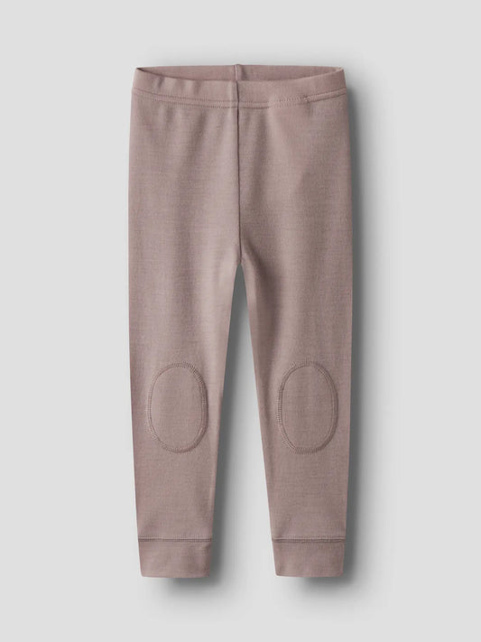 Baby Wollleggings mit Knieschutz in Mauve, Vorderseite – erhältlich bei Bärechind in Winterthur, Zürich, Schweiz.