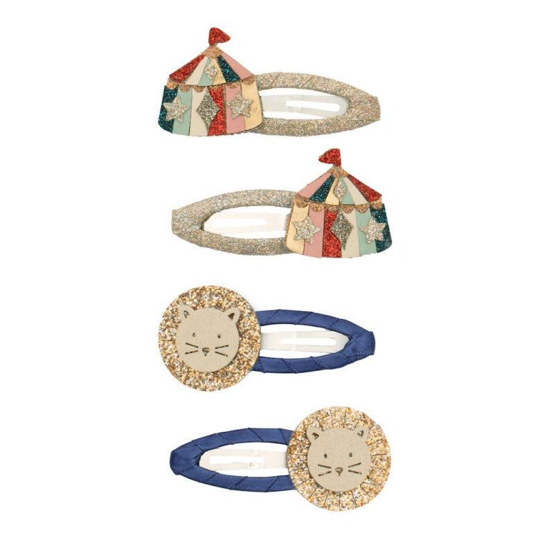 Set Zirkus & Löwe Haarclips mit Glitzer und Metallic-Effekten von Mimi & Lula, erhältlich im Bärechind Winterthur, Zürich Schweiz.