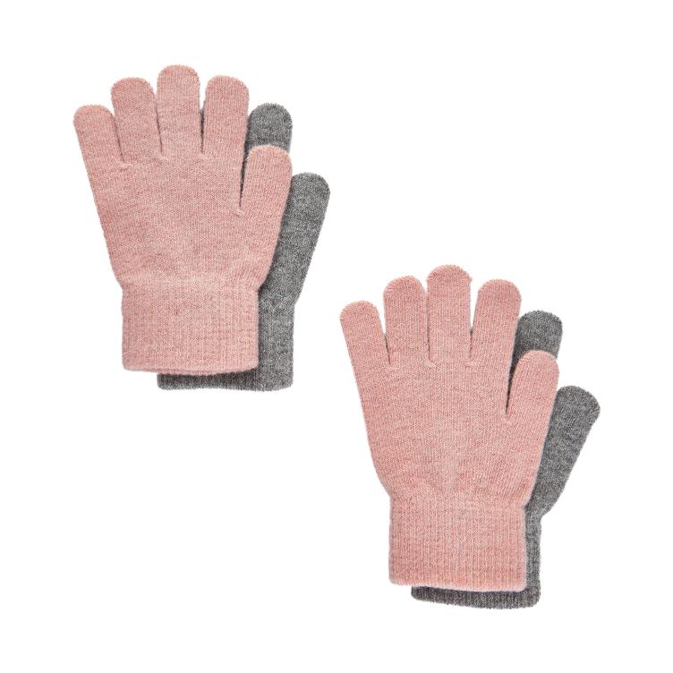 Woll-Handschuhe 2er-Pack (Pink/Grau)