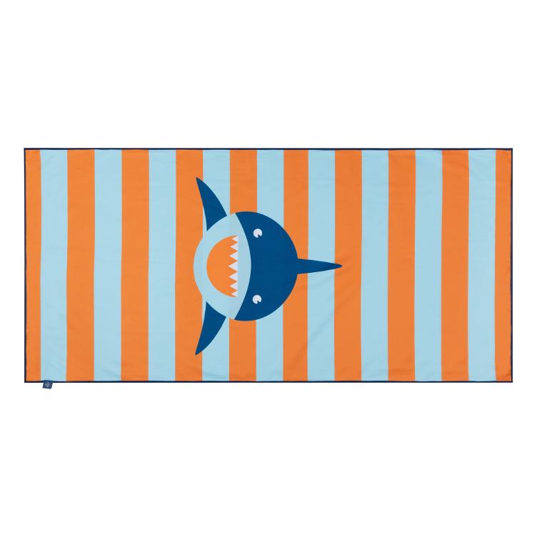 Microfiber Beach Towel 135x65 cm Orange Blue Sharks