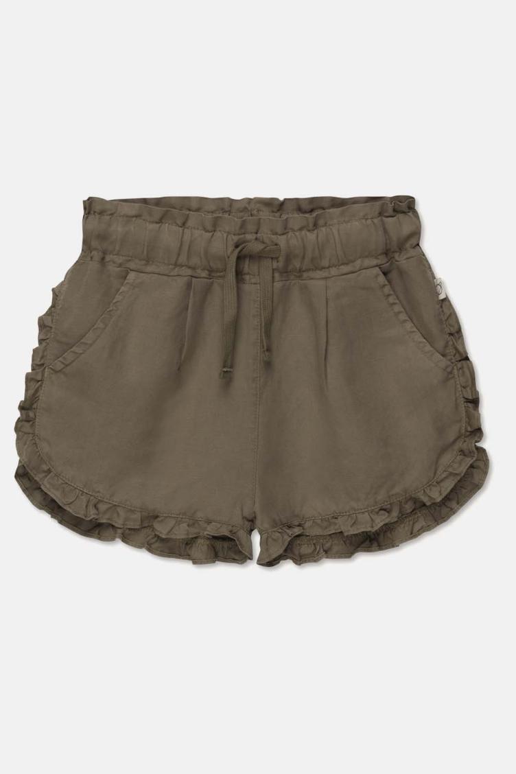 Tencel-Leinen Shorts mit Rüschen