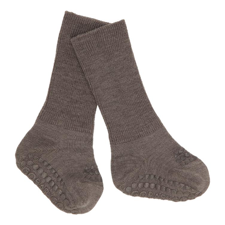 Oeko-Tex Wolle Anti-Rutsch Socken, braun Gr. 3-4Jahre - 0