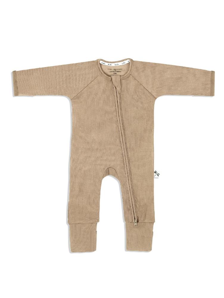 Toffee Ribbed Bamboo Zippy Romper - 1